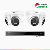 NightChroma<sup>TM</sup> NCK800 – 4K 8 Channel 4 Cameras PoE Security System, f/1.0 Super Aperture, Colour Night Vision, 2CH 4K Decoding Capability, Human & Vehicle Detection, Intelligent Behavior Analysis, Built-in Mic, 124° FoV, All-Metal Housing